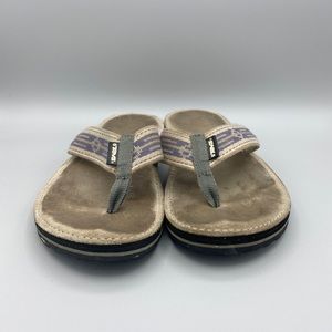 Teva Leather Flip Flops US Womens 7 Cream/Purple 6164